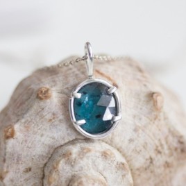 Freeform Deep blue kyanite necklace, sterling silver