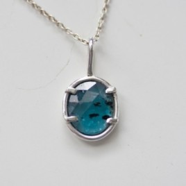 Freeform Deep blue kyanite necklace, sterling silver