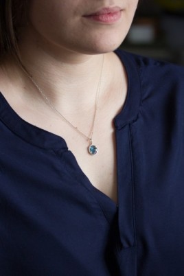 Freeform Deep blue kyanite necklace, sterling silver