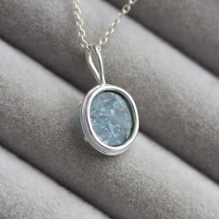 Freeform Deep blue kyanite necklace, sterling silver