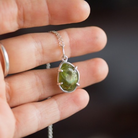 Peridot necklace, sterling silver