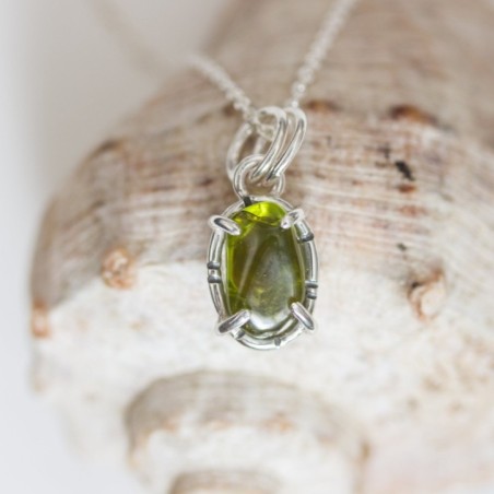 Peridot necklace, sterling silver