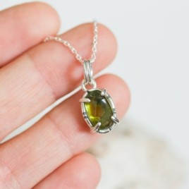 Peridot necklace, sterling silver