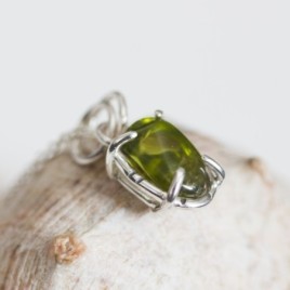 Peridot necklace, sterling silver