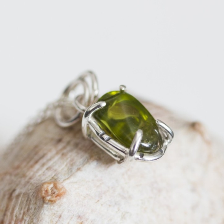 Peridot necklace, sterling silver