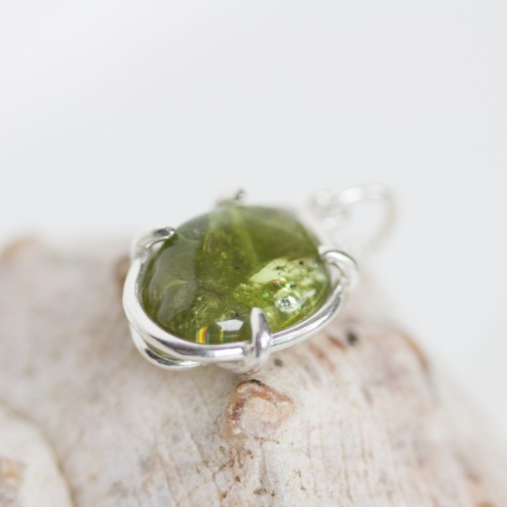 Peridot necklace, sterling silver