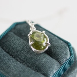 Peridot necklace, sterling silver