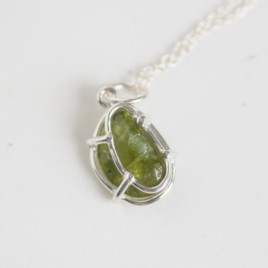 Peridot necklace, sterling silver