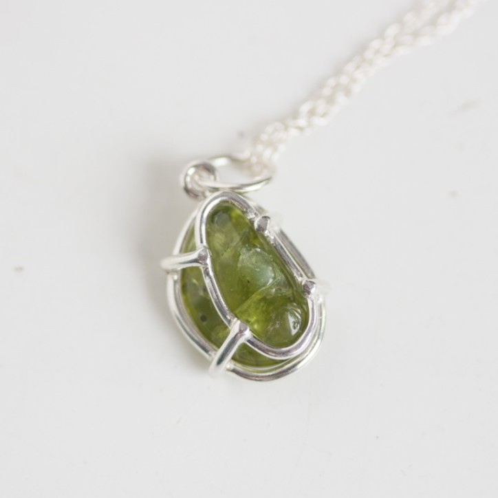 Peridot necklace, sterling silver