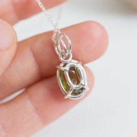 Peridot necklace, sterling silver
