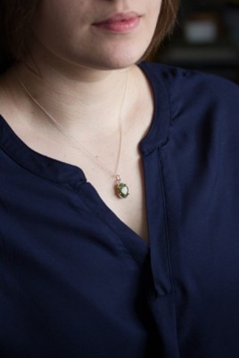 Peridot necklace, sterling silver