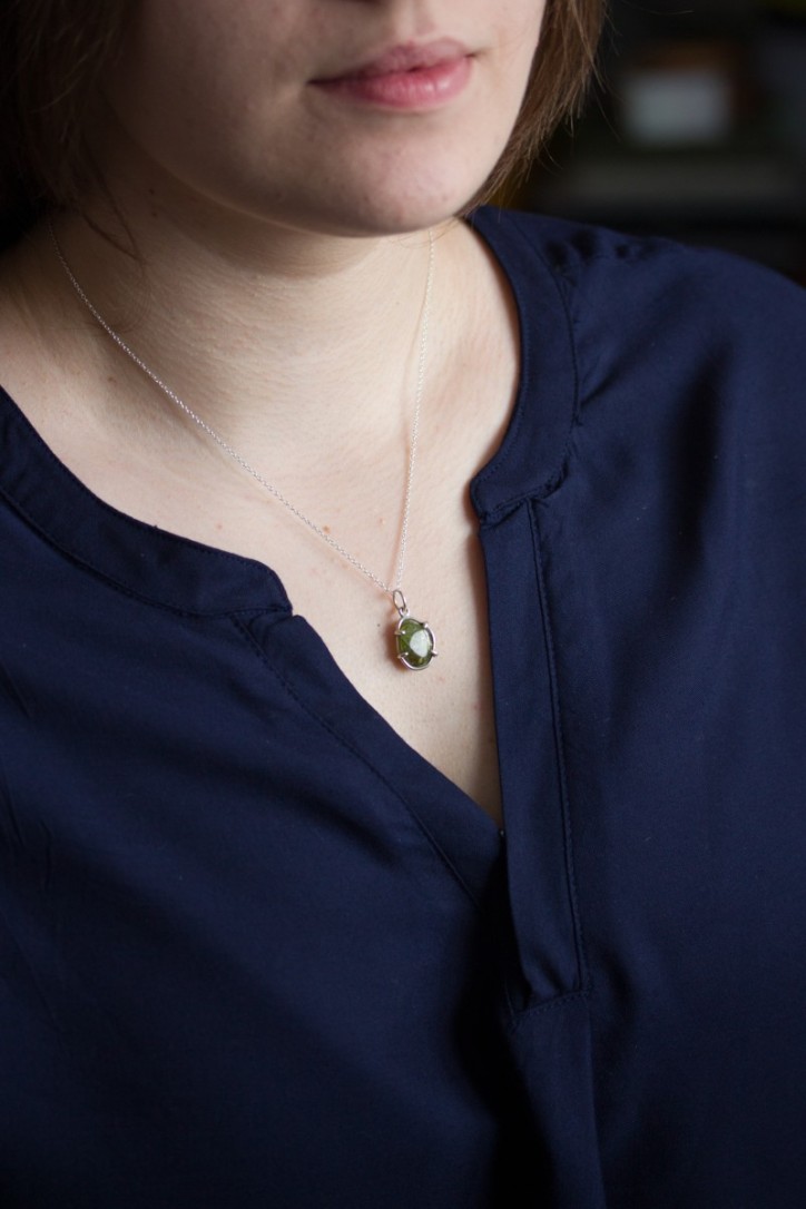 Peridot necklace, sterling silver