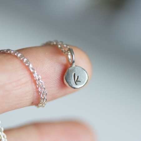 Initial necklace, dainty initial pendant, sterling silver, lowercase