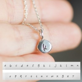 Initial necklace, dainty initial pendant, sterling silver, lowercase
