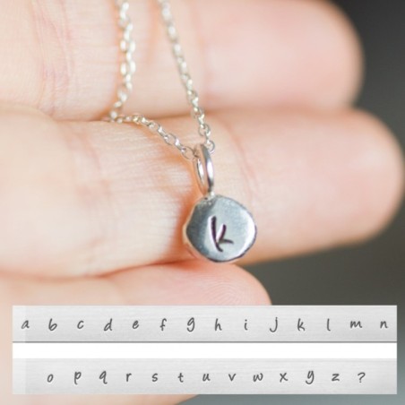 Initial necklace, dainty initial pendant, sterling silver, lowercase