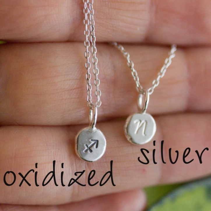 Initial necklace, dainty initial pendant, sterling silver, lowercase