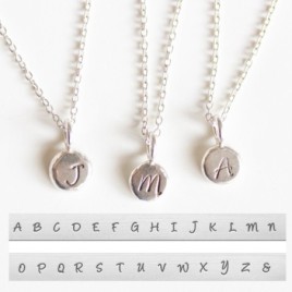 Initial necklace, dainty initial pendant, sterling silver, uppercase
