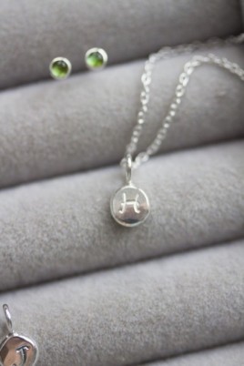 Initial necklace, dainty initial pendant, sterling silver, uppercase