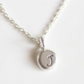 Initial necklace, dainty initial pendant, sterling silver, uppercase