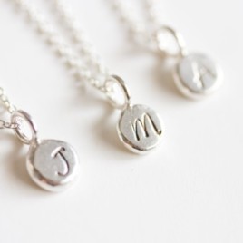 Initial necklace, dainty initial pendant, sterling silver, uppercase