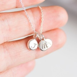 Initial necklace, dainty initial pendant, sterling silver, uppercase