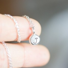 Initial necklace, dainty initial pendant, sterling silver, uppercase