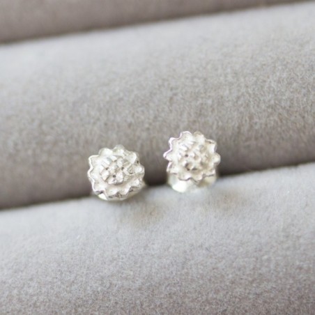 Sunflower stud earrings - sterling silver, simple every day earrings