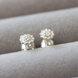 Sunflower stud earrings - sterling silver, simple every day earrings