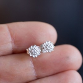 Sunflower stud earrings - sterling silver, simple every day earrings