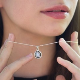 Rainbow moonstone necklace, sterling silver