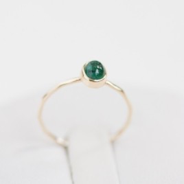 Natural emerald ring - stackable ring with oval emerald cabochon