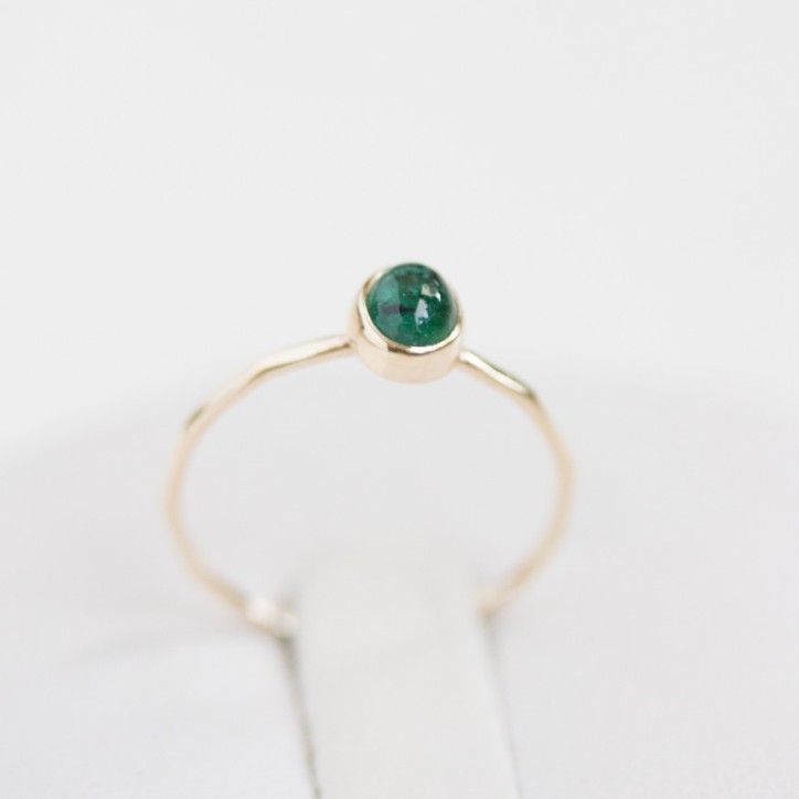 Natural emerald ring - stackable ring with oval emerald cabochon Natural emerald ring - stackable ring with oval emerald cabochon