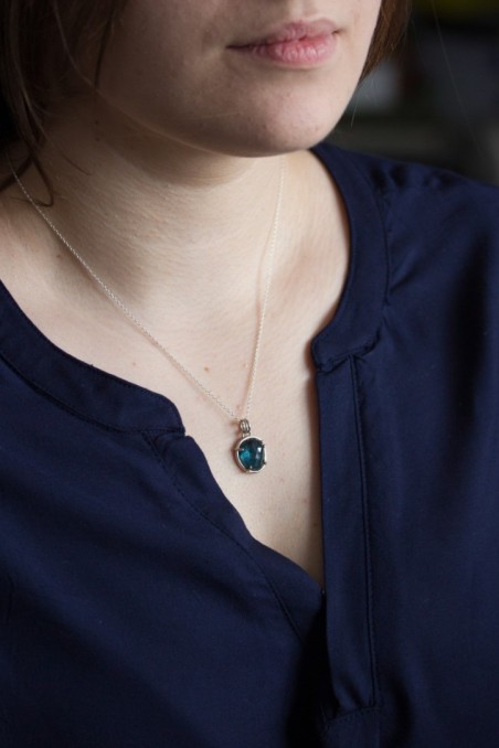 Kyanite necklace, sterling silver