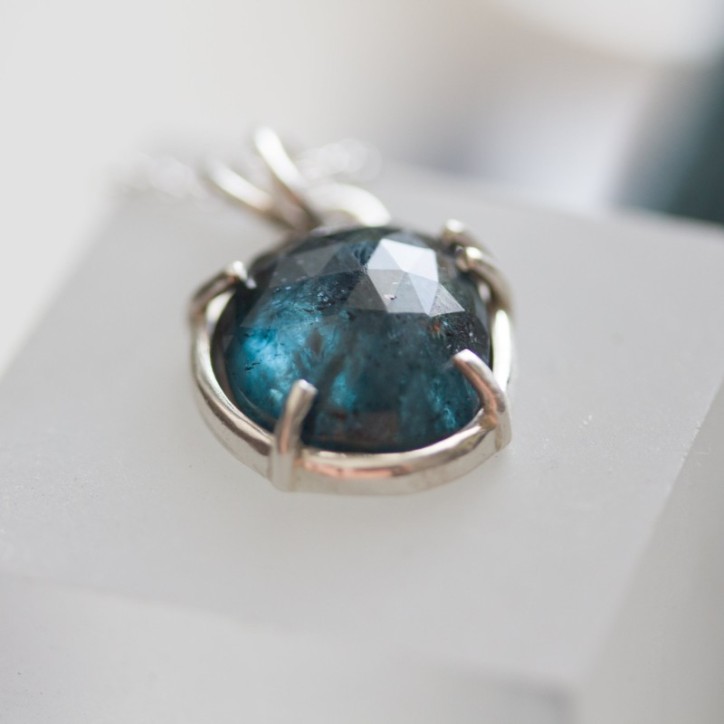 Kyanite necklace, sterling silver