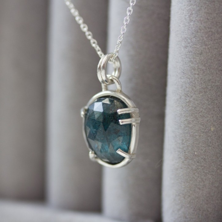 Kyanite necklace, sterling silver