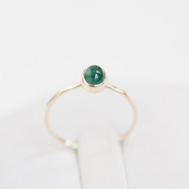Natural emerald ring - stackable ring with oval emerald cabochon