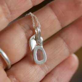 Rainbow moonstone necklace, sterling silver leaves