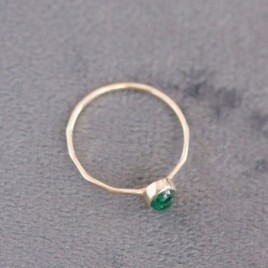 Natural emerald ring - stackable ring with oval emerald cabochon