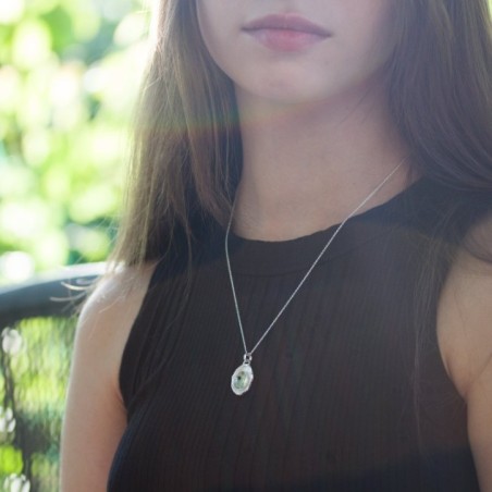Prehnite necklace with a twig