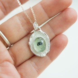 Prehnite necklace with a twig
