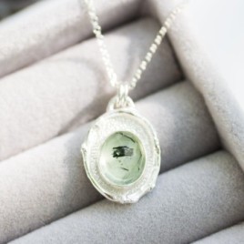 Prehnite necklace with a twig