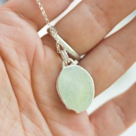 Prehnite necklace with a twig