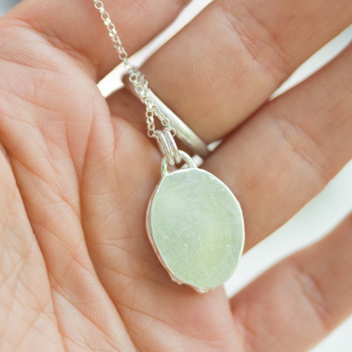 Prehnite necklace with a twig