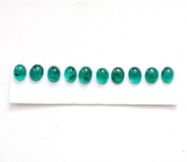 Natural emerald ring - stackable ring with oval emerald cabochon