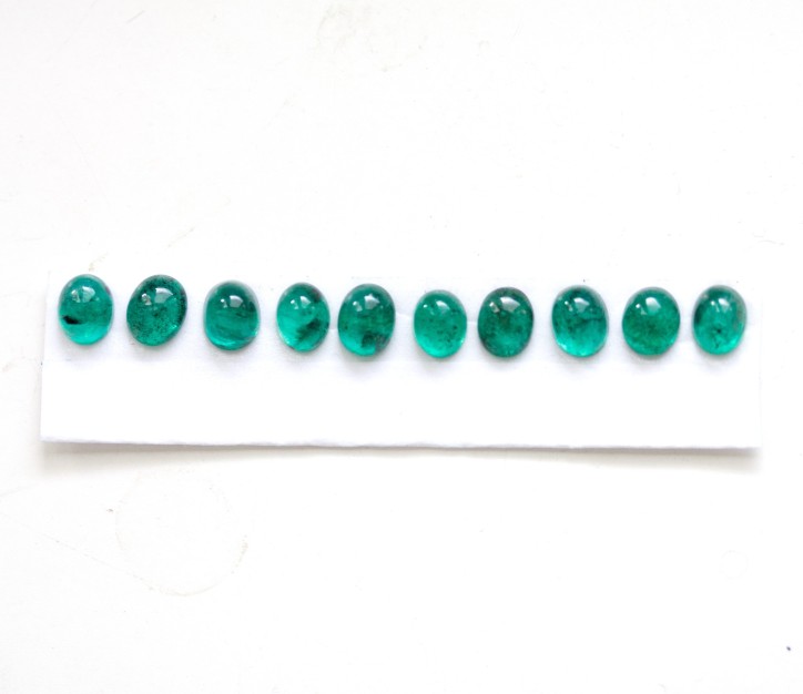 Natural emerald ring - stackable ring with oval emerald cabochon Natural emerald ring - stackable ring with oval emerald cabochon