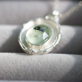 Prehnite necklace with a twig