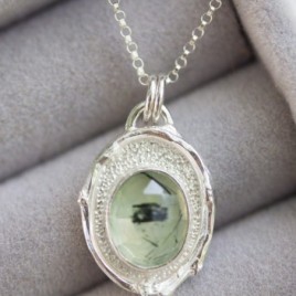 Prehnite necklace with a twig