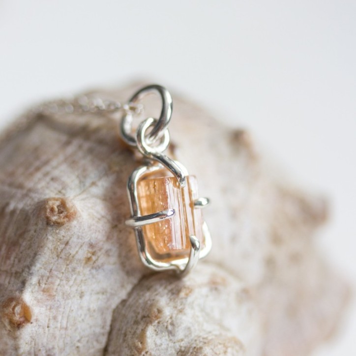 Raw Topaz necklace, sterling silver