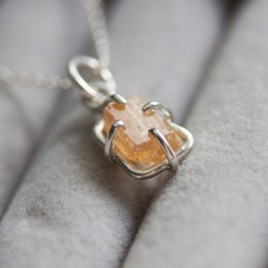 Raw Topaz necklace, sterling silver