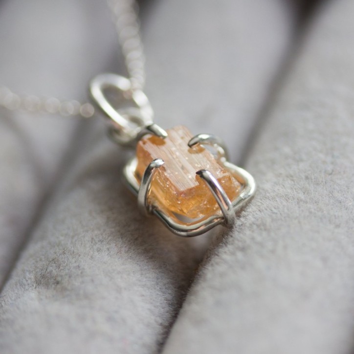 Raw Topaz necklace, sterling silver